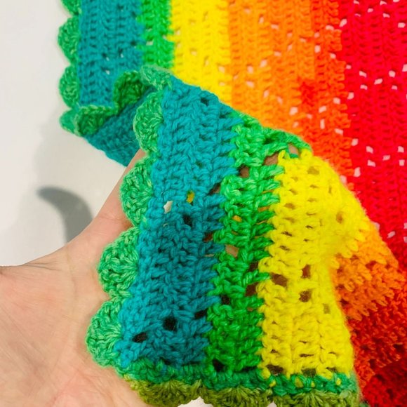 Handmade Baby Colorful Rainbow Crochet Afghan Blanket 34 x 28 - Picture 6 of 10